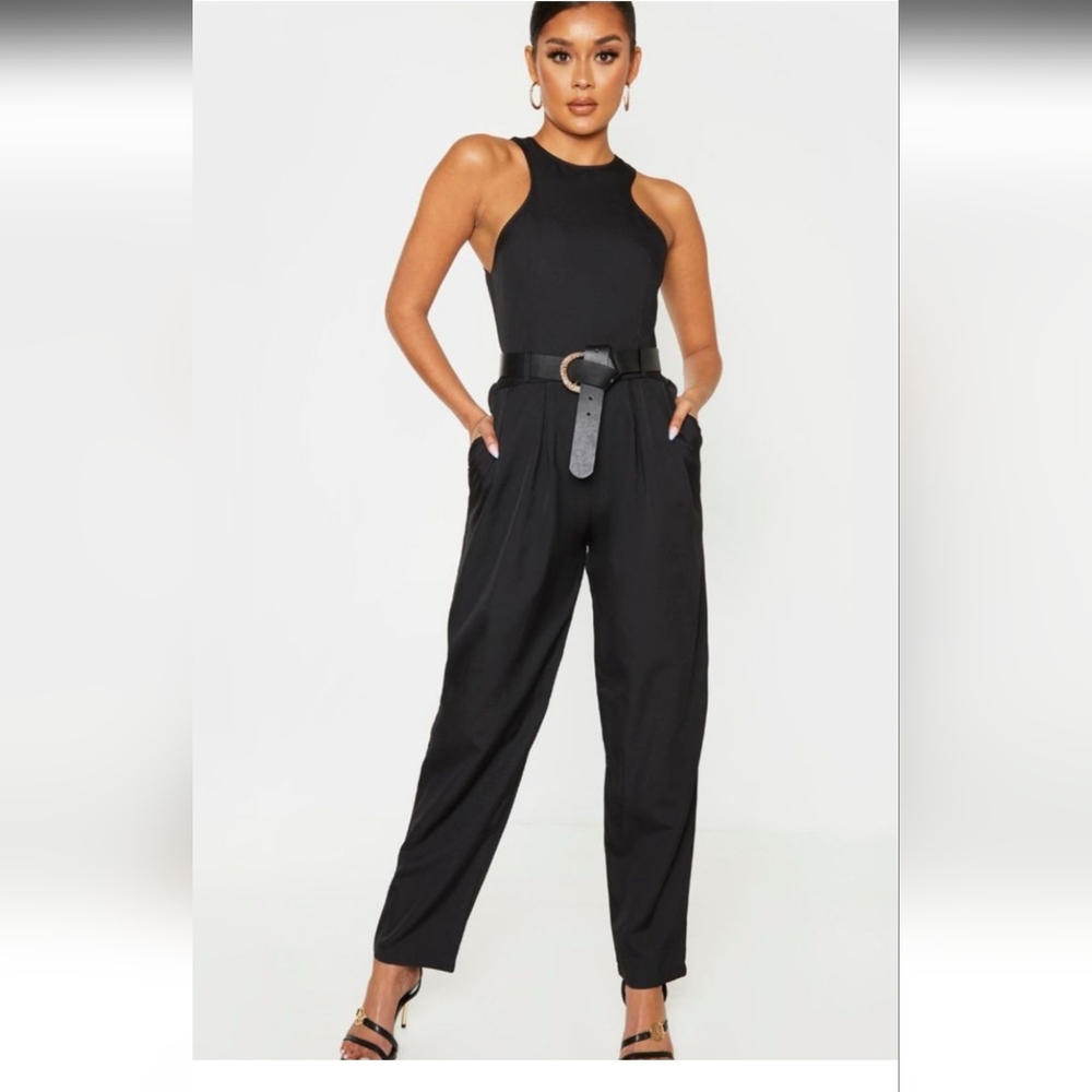 PrettyLittleThing Black Halter Jumpsuit